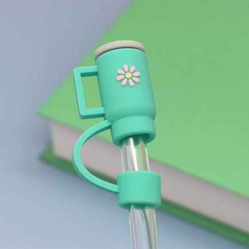 Silicone Straw Covers Cap with Tumbler 10mm Cute Tumbler Straw Toppers for Tumblers, Dust-Proof Drinking Straw Caps for Reusable Straws Tips